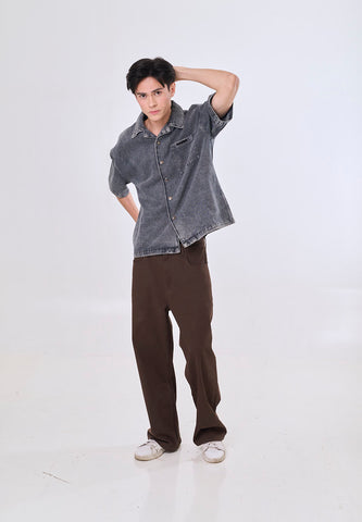 Mossimo Steve Gray Boxy Woven Short Sleeves