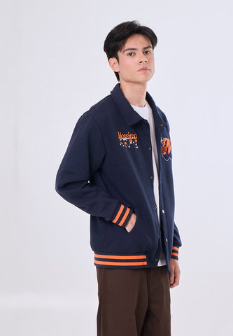 Mossimo Schnozy Navy Blue Varsity Jacket with Embroidery For Men