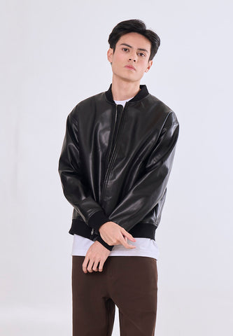Mossimo Kade Black Boxy Leather Jacket