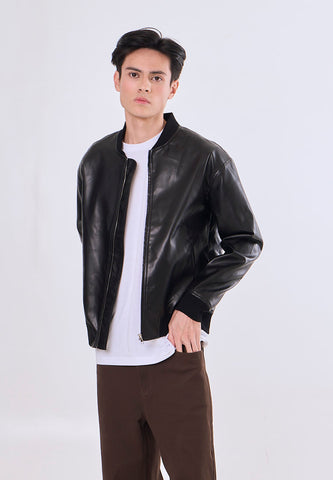 Mossimo Kade Black Boxy Leather Jacket