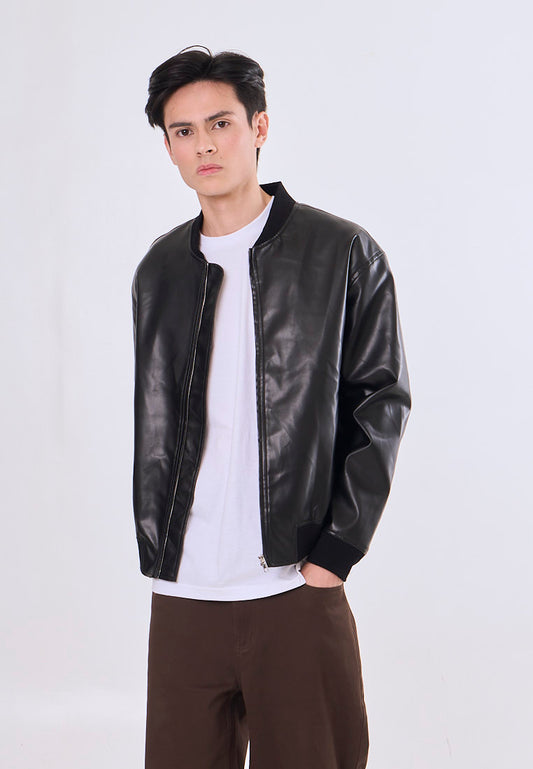 Mossimo Kade Black Boxy Leather Jacket