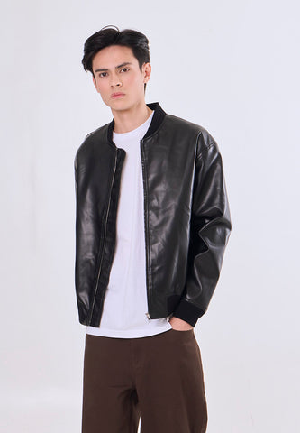 Mossimo Kade Black Boxy Leather Jacket