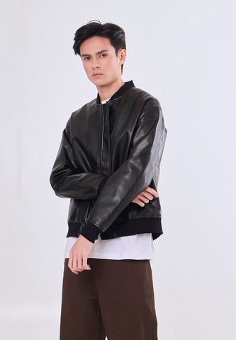 Mossimo Kade Black Boxy Leather Jacket