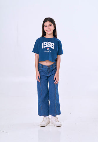 Mossimo Kids Soda Blue Loose Cropped Graphic Tshirt For Girl