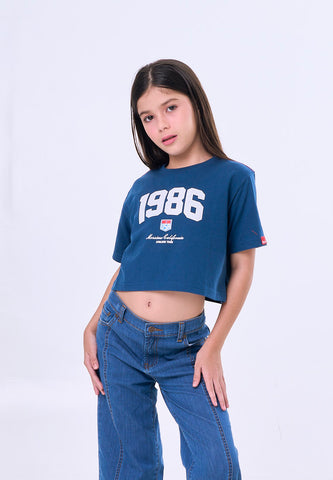 Mossimo Kids Soda Blue Loose Cropped Graphic Tshirt For Girl