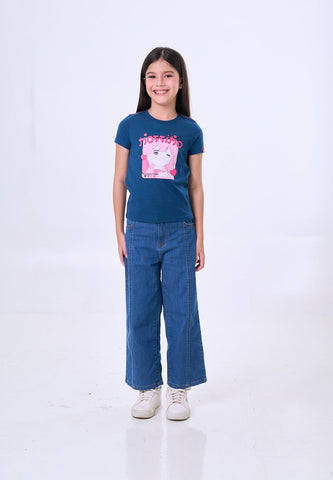 Mossimo Kids Caroline Soda Blue Basic Graphic Tshirt