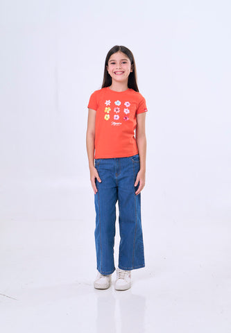 Mossimo Kids Halen Flame Orange Basic Loose Cropped Tshirt