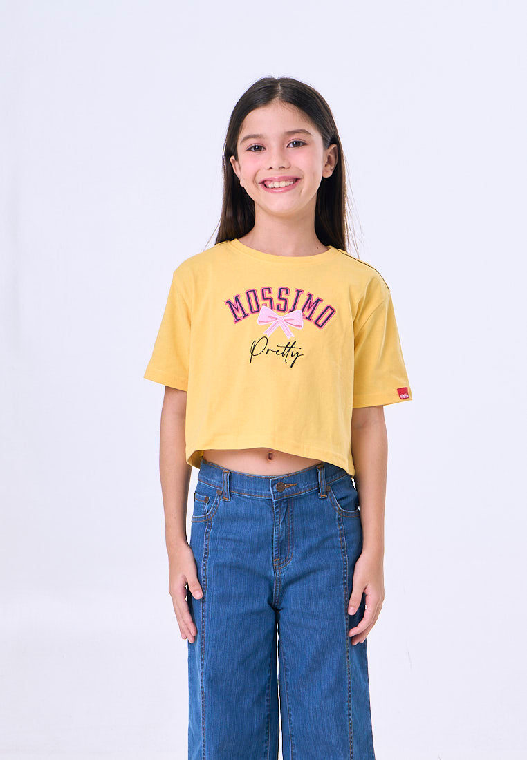 Mossimo Kids Joan Yellow Basic Loose Cropped Graphic Tshirt