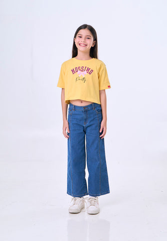 Mossimo Kids Joan Yellow Basic Loose Cropped Graphic Tshirt