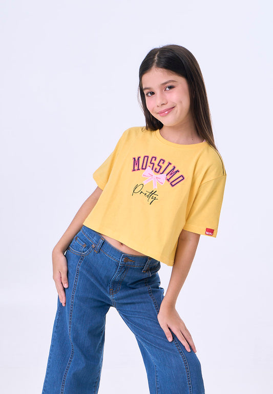 Mossimo Kids Joan Yellow Basic Loose Cropped Graphic Tshirt