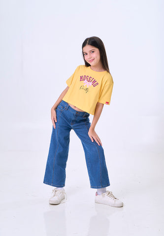 Mossimo Kids Joan Yellow Basic Loose Cropped Graphic Tshirt