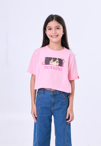 Mossimo Kids Audrey Pink Basic Loose Cropped Graphic Tshirt