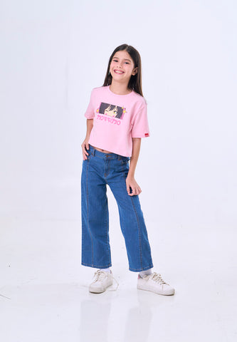 Mossimo Kids Audrey Pink Basic Loose Cropped Graphic Tshirt