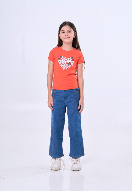 Mossimo Kids Red Orange Basic Graphic Tshirt w/ Pearl For Girl