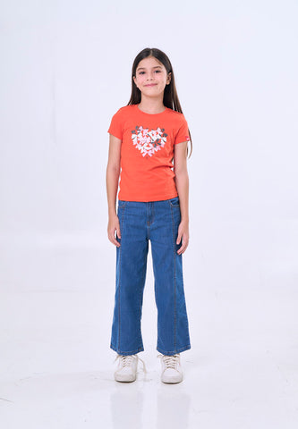 Mossimo Kids Red Orange Basic Graphic Tshirt w/ Pearl For Girl