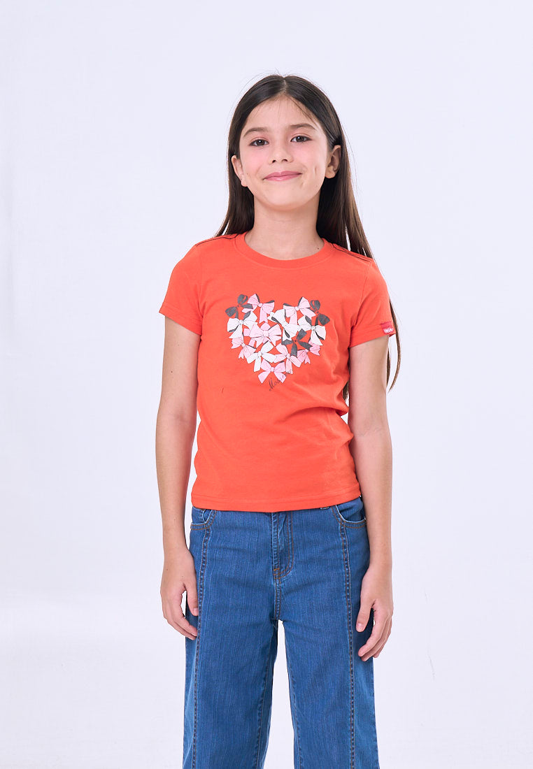 Mossimo Kids Red Orange Basic Graphic Tshirt w/ Pearl For Girl