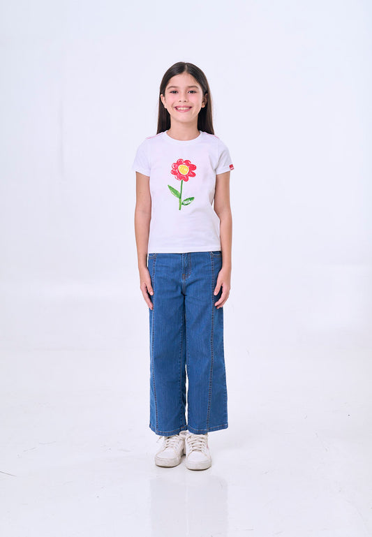 Mossimo Kids White Basic Graphic Tshirt For Girl