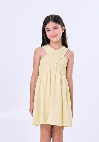 Mossimo Kids Elise Yellow Sleeveless Textured Wrap Dress