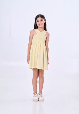 Mossimo Kids Elise Yellow Sleeveless Textured Wrap Dress