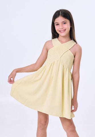 Mossimo Kids Elise Yellow Sleeveless Textured Wrap Dress