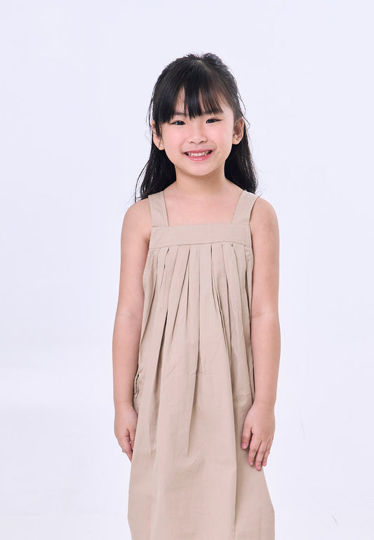 Mossimo Kids Hania Khaki Pleated Flowy Dress w/ Pockets