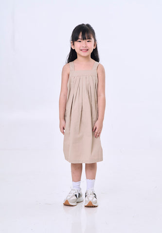 Mossimo Kids Hania Khaki Pleated Flowy Dress w/ Pockets