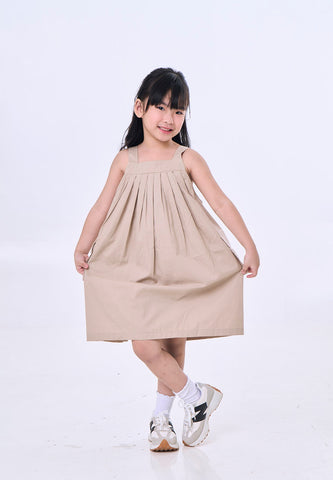 Mossimo Kids Hania Khaki Pleated Flowy Dress w/ Pockets