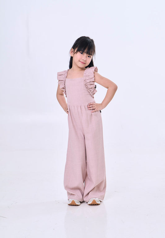 Mossimo Kids Eleanora Raspberry Straightneck Ruffled Straps Jumpsuit