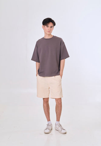 Mossimo Ace Gray Cropped Loose Fit Tee Premium Round Neck For Men