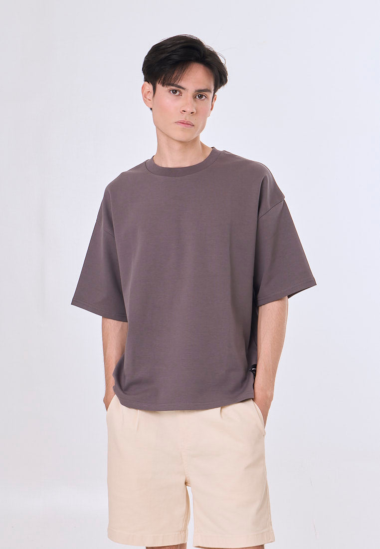 Mossimo Ace Gray Cropped Loose Fit Tee Premium Round Neck For Men