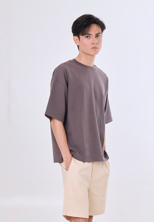 Mossimo Ace Gray Cropped Loose Fit Tee Premium Round Neck For Men