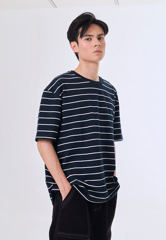 Mossimo Raxon Navy White Stripes Modern Fit Tee