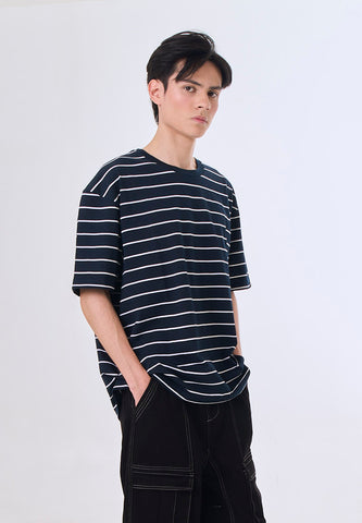 Mossimo Raxon Navy White Stripes Modern Fit Tee