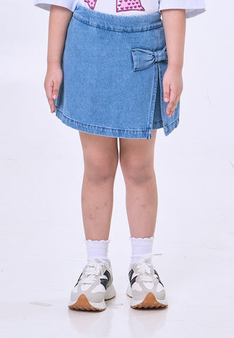 Mossimo Kids Light Blue Short Sleeves Baby Tee Top & Denim Skort Set For Girls