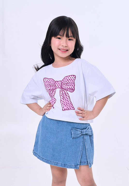 Mossimo Kids Light Blue Short Sleeves Baby Tee Top & Denim Skort Set For Girls