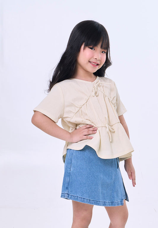 Mossimo Kids Beige Woven Peplum Top For Girls