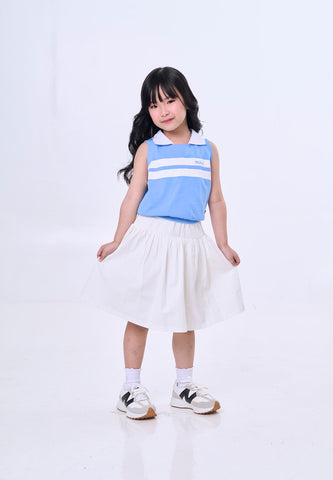 Mossimo Kids White Blue Collar Tank Top & Pleated Skirt Set For Girls