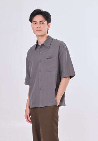 Mossimo Light Gray Tailored Fit Woven Short Sleeves Top For Men