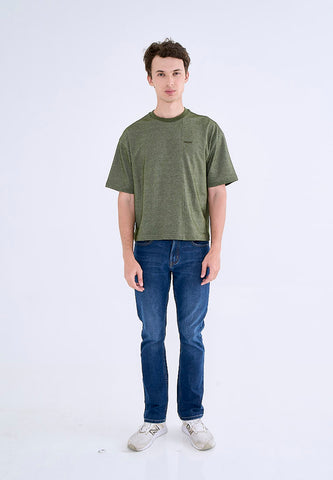 Mossimo Hale  Chive Cropped Round Neck Fashion Top