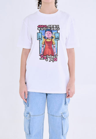 Mossimo White Squid Game Graphic Unisex Tshirt