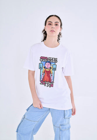 Mossimo White Squid Game Graphic Unisex Tshirt