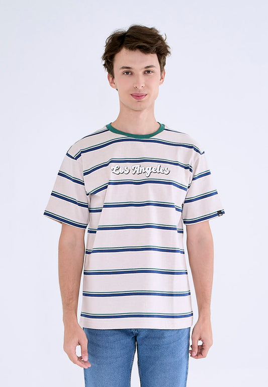Mossimo Tavian Oat Navy Stripes Comfort Fit Tee
