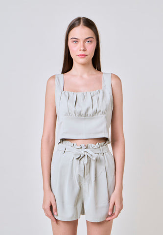 Cali Pale Green Square Neck Top
