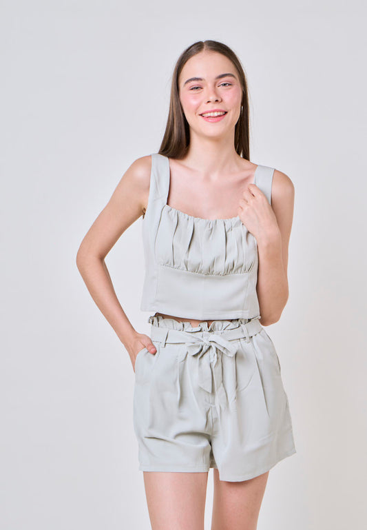 Cali Pale Green Square Neck Top