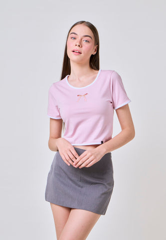 Mossimo Rosie Pink Classic Cropped Fit Tee