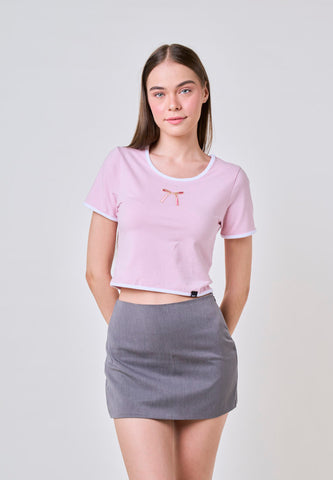 Mossimo Rosie Pink Classic Cropped Fit Tee