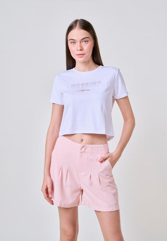 Mossimo Nicole White Classic Crop Fit Tee