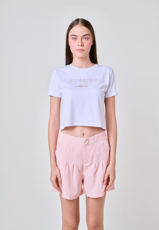Mossimo Nicole White Classic Crop Fit Tee