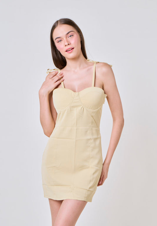 Mossimo Jai Olive Mini Dress with Ribbon Straps