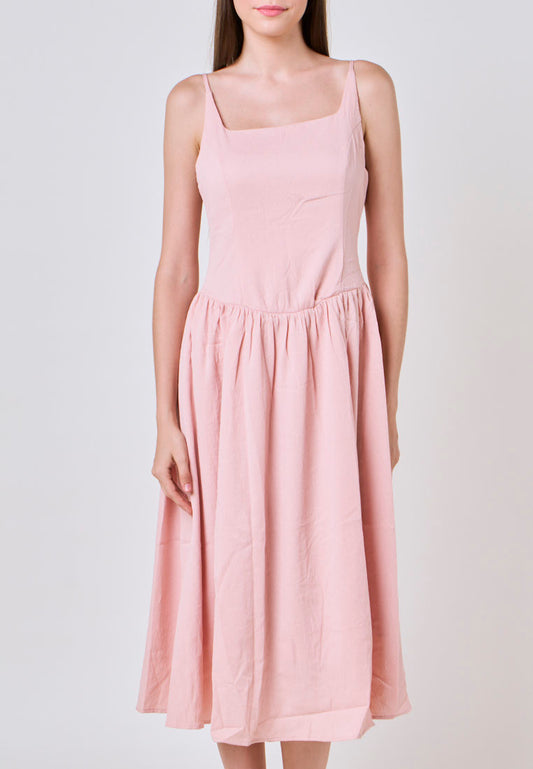Mossimo Winslet Peach Square Neck Midi Dress w/ Adjustable Strap